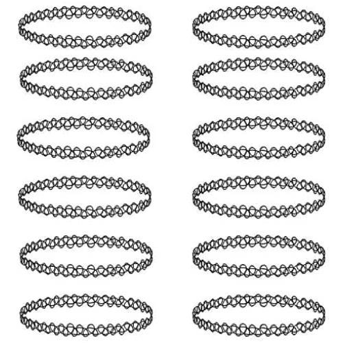 BodyJ4You 12PC Choker Necklace Set Henna Tattoo Stretch Elastic Jewelry Women Girl Gift Pack