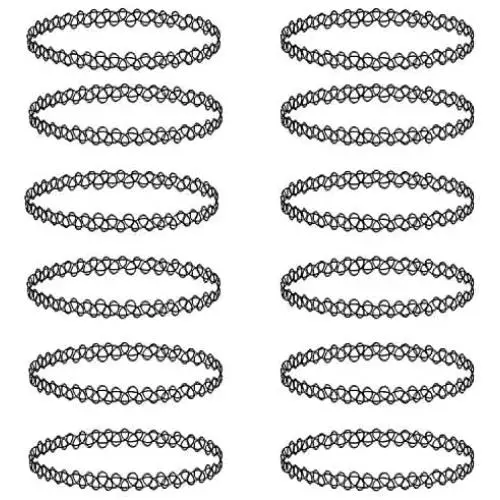 BodyJ4You 12PC Choker Necklace Set Henna Tattoo Stretch Elastic Jewelry Women Girl Gift Pack