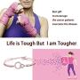 MAOFAED Cancer Survivor Gift Cancer Fighter Gift Life is Tough But I am Tougher Cancer Awareness Inspirational Gift Awareness Ribbon Charm Cancer Survivor Bracelet for Her