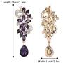 BriLove Womens Bohemian Boho Crystal Flower Wedding Bridal Chandelier Teardrop Bling Clip-On Dangle Earrings