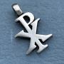 CHI-RHO Symbol Constantine Christian Jewelry Monogram Christogram XP Cross Chirho Jesus Christ name bible verse JN8:12 pewter UNISEX Mens Pendant Necklace Charm Protection Amulet w Silver ball Chain