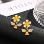 Channel V Gold Plated Bumble Bee Earrings Dangle for Women Girls Daisy Flower Bee Jewelry Yellow Small Flower Rhinestone Earring Fashion 925 Sterling Silver