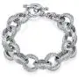 Bling Jewelry Fashion Statement Chunky Texture Large Oval Interlocking Link Chain Matt Silver Or Gold Plated Bracelet for Women Toggle Clasp Closure Bling Jewelry Fashion Statement Chunky Texture Large Oval Interlocking Link Chain Matt Silver Or Gold Plated Bracelet for Women Toggle Clasp Closure