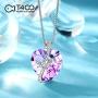 T400 Fashion Crystal Heart Pedant Necklaces Purple/Blue Crystal Pendant Jewelry for Women Birthday Gift