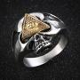 HZMAN Biker Cool Skull Rings for Men Women, Stainless Steel Band Illuminati The All-Seeing-Eye Pyramid/Eye Symbol Ring