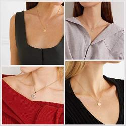 Moiom Teen Girls Jewelry,14k Gold Plated Round Disc Double Side Adjustable Bling Alphabet Pendant Necklace,Pave Cubic Zirconia Disc A to Z Alphabet,Meaningful Cute Necklace for Teen Girls