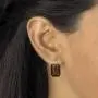 18K Yellow Gold Plated Emerald Cut Genuine Smoky Quartz Drop Earrings (16x10.5mm)
