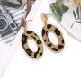 HEIDKRUEGER Leopard Drop Earrings Geometric Faux Leather Hoop Dangle Earring Statement Animal Print Stud Earring for Women