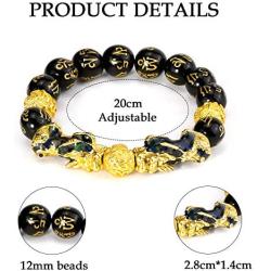 Feng Shui Pi Xiu Bracelet Lucky Charm Beads Wealth Wristband Adjustable Elastic Jewelry for Men Women