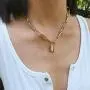 YL Lock Necklace Silver Color Alloy Padlock Chain for Men Women Statement 18K Gold Punk Multilayer Choker Jewelry