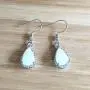 Comelyjewel Teardrop Earrings Created White Fire Opal Jewelry Gemstone Dangle Earrings for Women Useful and Practical