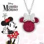 Disney Mickey Mouse or Minnie Mouse Silver Plated Glitter Pendant Necklace