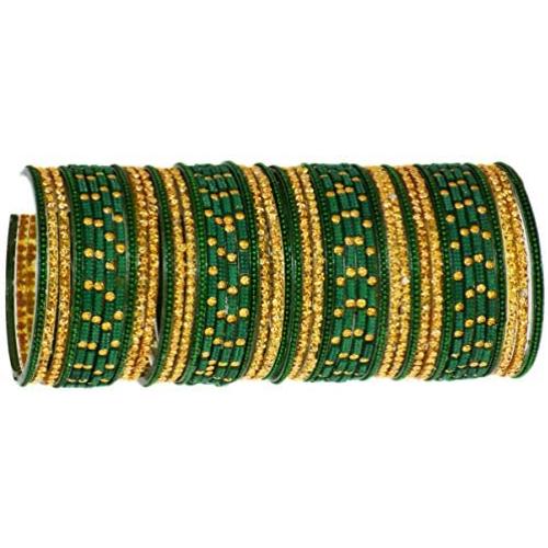 JDZ COLLECTION Indian Glass Bangles Set Wedding Costume Matching Jewelry Bangles Set,Bollywood Glass Bangles Set of 46 Bangles,Indian Bangles for Women Girls