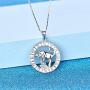 YL Constellation Necklace 925 Sterling Silver Zodiac Jewelry Astrology Disc Horoscope Pendant 18K White Gold Plated,Box Chain