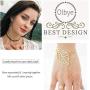 Olbye Leaf Finger Ring Bracelet Gold Slave Bracelet Dainty Hand Chain Everyday Jewelry for Women and Teen Girls