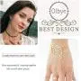 Olbye Leaf Finger Ring Bracelet Gold Slave Bracelet Dainty Hand Chain Everyday Jewelry for Women and Teen Girls