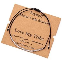 Joycuff Morse Code Bracelets Inspirational Dainty Bangle for Women Mom Daughter Sister Birthday Gifts Handmade Trendy Jewelry for Her Teen Girl Friend Adjustable Wrap Bracelet