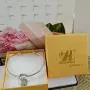 SENFAI Tie The Knot Single Initial Alphabet Letters Personalized Charms Bracelet Bangle Rhodium Plated (J3)