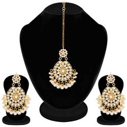 Aheli Stunning Indian Traditional Maang Tikka Earrings Set for Women Bollywood Ethnic Party Wear Fashion Jewelry for Women