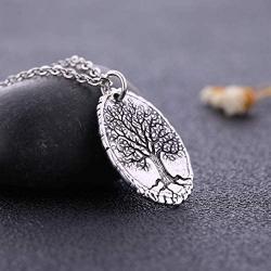 VASSAGO 3D Engraved Vintage Nordic Myth Tree of Life Yggdrasil World Tree Pendant Viking Amulet Necklace