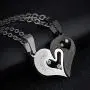 LOLIAS Stainless Steel Yin Yang Love Heart Pendant Couple Necklace for Men Women Puzzle Matching Valentine Gifts for Him&Her Jewelry Set