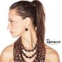 Rosemarie & Jubalee Womens Multi Strand Natural Wood Bead and Disc Necklace and Earrings Bohemian Jewelry Set, 20''-23'' with 3'' Extender