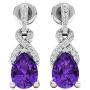 Dazzlingrock Collection 7X5 MM Each Pear Gemstone & Round Diamond Ladies Teardrop Drop Earrings, Sterling Silver