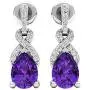 Dazzlingrock Collection 7X5 MM Each Pear Gemstone & Round Diamond Ladies Teardrop Drop Earrings, Sterling Silver