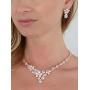Mariell Cultured Freshwater Pearls & CZ Rose Gold Plated Wedding Necklace and Earrings Set for Brides