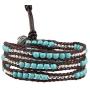 KELITCH Turquoise Mother of Pearl Silver Mix Beaded 3 Wrap Bracelet Handmade New Cuff Jewelry