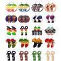 BOMAIL 20Pairs African Wooden Earrings for Women Round Wood Painted Earring Drop Earring Ethnic Style