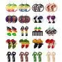 BOMAIL 20Pairs African Wooden Earrings for Women Round Wood Painted Earring Drop Earring Ethnic Style