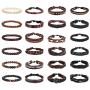 Finrezio 24 Pcs Braided Leather Bracelet Set Men Women oho Ethnic Tribal Linen Hemp Cords String Beads Wristbands Cuff Wrap Bracelets Adjustable Handmade Jewelry