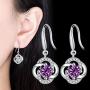 Four- Leaf Clover 5A Cubic Zirconia Sterling Silver Dangle Drop Earrings Gift for Women Gemini Sets