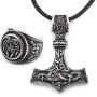 DUTO Viking Combo Bear Paw Ring & Mjolnir Thor Hammer Necklace Adjustable Cord Chain Stainless Steel Jewelry Mens Womens