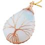 SUNYIK Teardrop Stone Tree of Life Pendant Necklace, Handmade Copper Wire Wrapped Jewelry, Healing Chakra