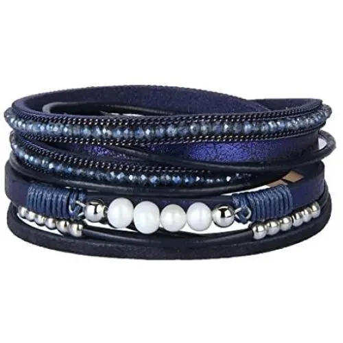 AZORA Womens Leather Wrap Bracelet Handmade Stacking Cuff Bracelets for Women Girls Gift AZORA Womens Leather Wrap Bracelet Handmade Stacking Cuff Bracelets for Women Girls Gift