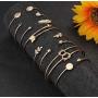 Udalyn 12Pcs Layered Bracelet Set for Women Multiple Stackable Open Cuff Wrap Bangle Bracelet Set Leaf Arrow Feather Knot Bracelets Jewelry Adjustable
