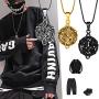 Hipunk Irish Celtic Knot Necklace Mens 316L Stainless Steel Good Luck Pendant 18k Gold/Black Gun Plated Lucky Amulet Jewelry