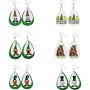 6 Pairs Gnome Faux Leather Dangle Earrings Set Green Teardrop Lightweight Drop Earrings for Women Girls St Patricks Day Party Jewelry Gift
