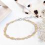 Sterling Silver Italian Tri-Color Triple Strand Oval Beaded 7+1'' Bracelet