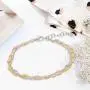 Sterling Silver Italian Tri-Color Triple Strand Oval Beaded 7+1'' Bracelet