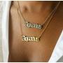Zodiac Necklaces for Women Old English Necklace Horoscope Constellation Necklace Astrology Jewelry Stainless Steel Zodiac Jewelry 14.2''+2.75''