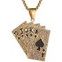 AsAlways Men Punk Rock Hip Hop Inlay CZ Stainless Steel The King of Hearts Playing Card Poker Tag Pendant Necklace, 24 inch Chain