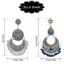 RechicGu 2 Pairs Ethnic Gypsy Crescent Jhumka Jhumki Chandelier Earrings Bohemian Ear Studs Indian Lotus Mexico Big Dangle Gift