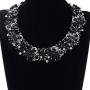 Jerollin Crystal Rhinestone/Pearl Statement Chain Necklace, Vintage Choker Bib Pendant Necklace Bohemian Bling Tassel Collar Statement Necklace for Evening Party