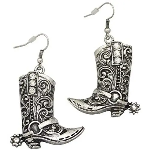 RechicGu Western West Cowgirl Texas Boots Spur Dangle Drop Earrings Rodeo Boho Fancy Dress Costume RechicGu Western West Cowgirl Texas Boots Spur Dangle Drop Earrings Rodeo Boho Fancy Dress Costume