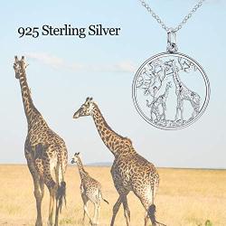 JUSTKIDSTOY Giraffe Jewelry for Women,Elegant Giraffe Necklace 925 Sterling Silver Tree of Life Necklace Forever Love Family Necklace Gift for Women Animal Lover Mothers Day
