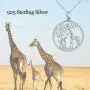 JUSTKIDSTOY Giraffe Jewelry for Women,Elegant Giraffe Necklace 925 Sterling Silver Tree of Life Necklace Forever Love Family Necklace Gift for Women Animal Lover Mothers Day