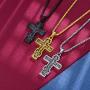 FaithHeart Byzantium Crucifix Cross Necklace, Christian Jewelry Vintage Stainless Steel/Gold Plated Customize Available Gift for Men/Women Russian Orthodox Church Pendant Necklace